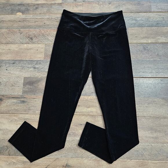 Lisse' Womens Leggings Black Velvet Pull On Skinny Leg High Rise Size Large - Picture 5 of 11